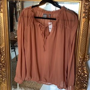 Soho New York & Company sheer blush blouse